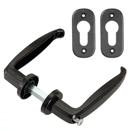 Kilincsgarnitúra+rozetta fekete festett fém 40 mm.