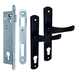 Larina kilincs garnitúra fekete 90 mm cilinderes+portálzár 40 mm.