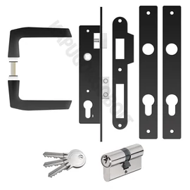 Portálzár garnitúra 40-es, 22/85 zárbetét 30x30, kilincs fekete ANBO Portálzár garnitúra 40-es, 22/85 zárbetét 30x30, kilincs fekete ANBO