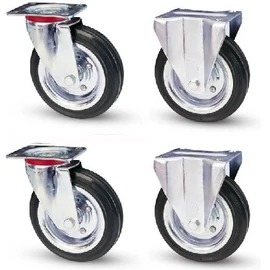 Kerék garnitúra fix+forgó tömörgumi 80 mm.