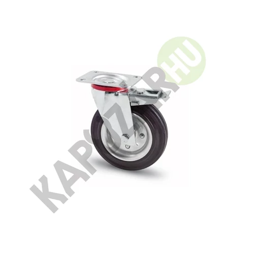 Tömörgumis kerék forgó-fékes villa 125 mm